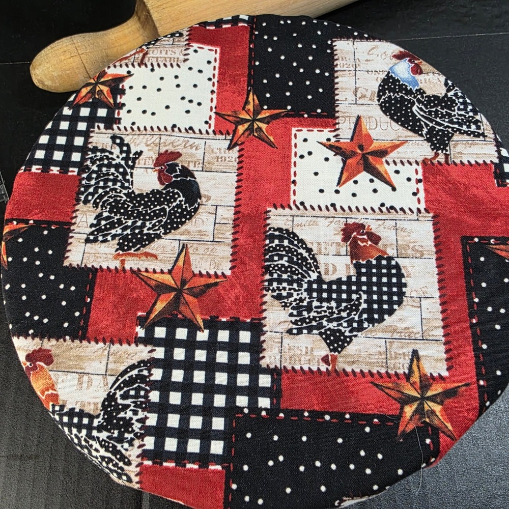 Farmhouse Rooster / Beige‎ Polka Dot KitchenAid Mixer Mixing Bowl Cover Baking